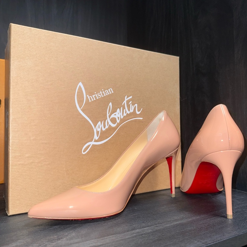 Christian Louboutin Cream and Red Heels Iconic Stiletto Design